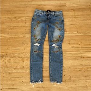 Embroidered lucky brand denim distressed